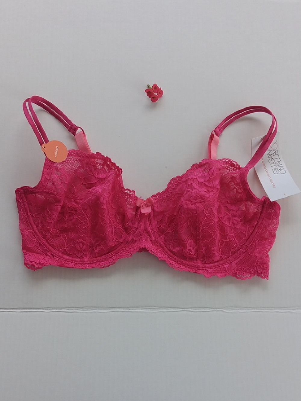 Gilligan & O'Malley New Hot Pink Lace Underwire Bra Size38D